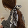 Women's Plaid Cloth Ribbon Ponytail Hair Tie Headband Geometric French Style Silk Scarf Hair Accessory