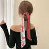 Women's Plaid Cloth Ribbon Ponytail Hair Tie Headband Geometric French Style Silk Scarf Hair Accessory