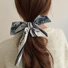 Women's Plaid Cloth Ribbon Ponytail Hair Tie Headband Geometric French Style Silk Scarf Hair Accessory