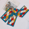 Women's Plaid Cloth Ribbon Ponytail Hair Tie Headband Geometric French Style Silk Scarf Hair Accessory