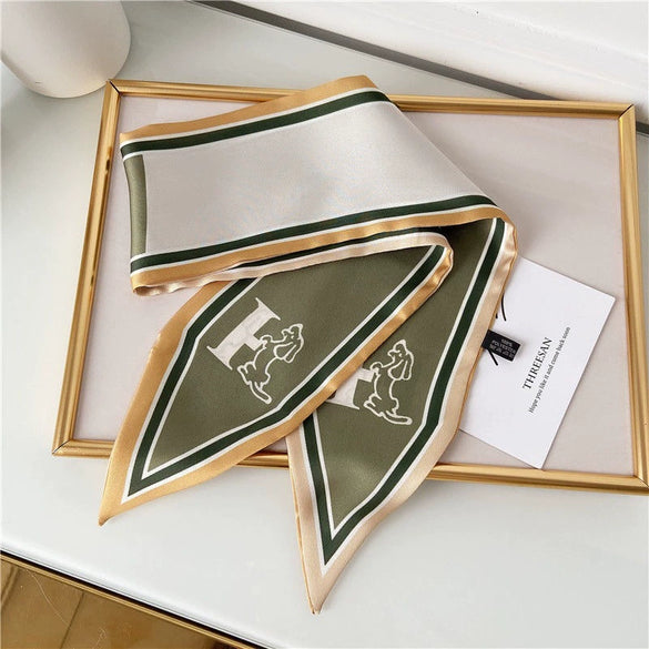 Women's Plaid Cloth Ribbon Ponytail Hair Tie Headband Geometric French Style Silk Scarf Hair Accessory
