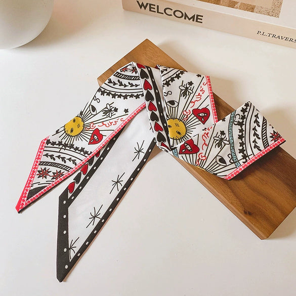 Women's Plaid Cloth Ribbon Ponytail Hair Tie Headband Geometric French Style Silk Scarf Hair Accessory