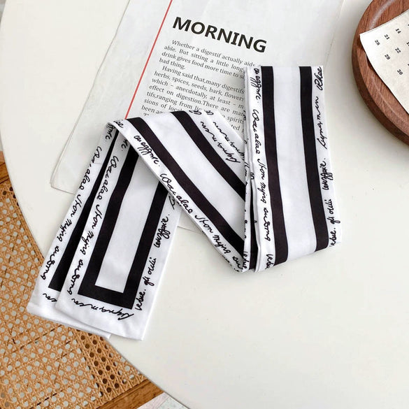 Women's Plaid Cloth Ribbon Ponytail Hair Tie Headband Geometric French Style Silk Scarf Hair Accessory
