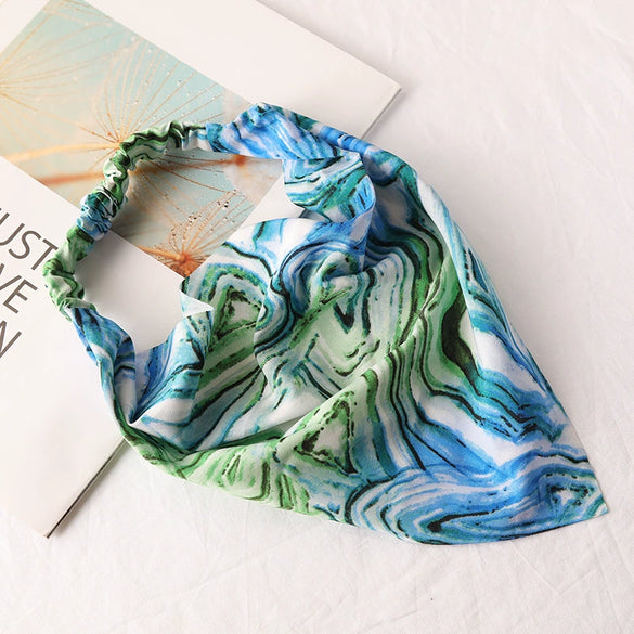 Women's Plaid Geometric Triangular Chiffon Headscarf Versatile Cloth Hair Accessory With Fashionable Tiedyed Design