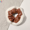 Women's Plaid Velvet And Polyurethane Scrunchie With Plush Trim Handmade Ponytail Hair Tie Accessory