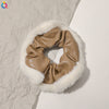Women's Plaid Velvet And Polyurethane Scrunchie With Plush Trim Handmade Ponytail Hair Tie Accessory