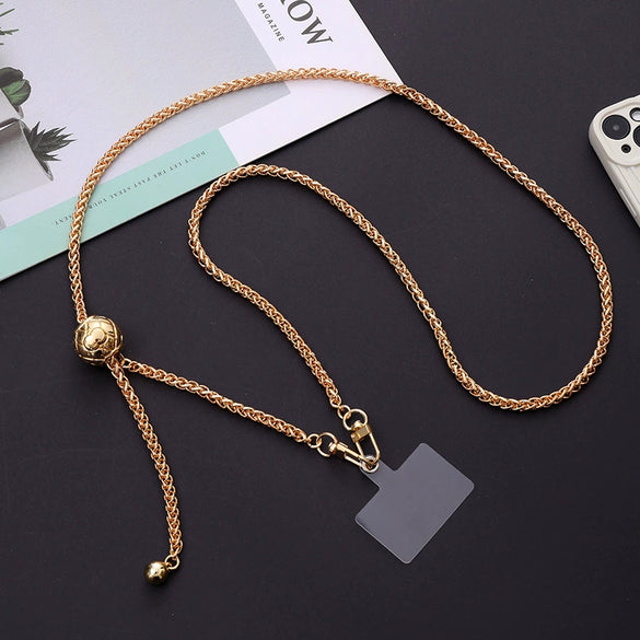 Women's Plastic And Nylon Metal Buckle Electroplated Adjustable Diagonal Mobile Phone Lanyard Jewelry With Clip