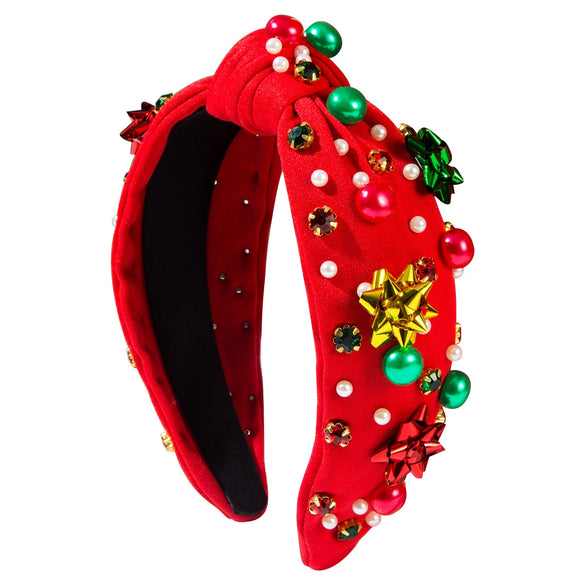 Women's Plastic And Pearl Christmas Hair Band With Flower Accessories Natural Style Set With Pearls