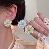 Women's Plastic And Resin Flower Shape Polish Earrings