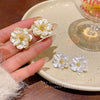 Women's Plastic And Resin Flower Shape Polish Earrings