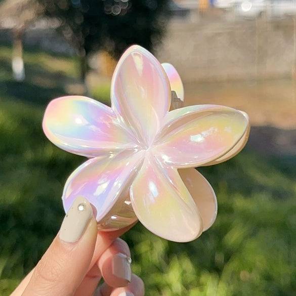 Women's Plastic And Resin Hair Clip With Butterfly And Egg Flower Design And Uv Plating