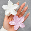 Women's Plastic And Resin Hairpin And Shark Clip With Marble Pattern And Frangipani Design Baking Paint Process