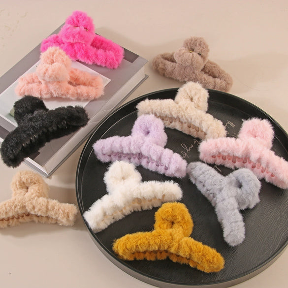 Women's Plastic And Resin Handmade Simple Geometric Stuffed Furry Shark Hair Clip