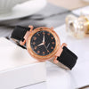 Women's Plastic Case Imitation Leather Belt Round Dial Quartz Watch With Frosted Belt And Silver Powder Diamond Design