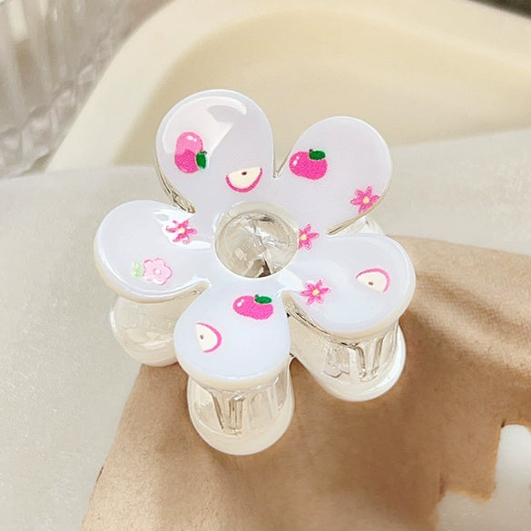 Women's Plastic Handmade Fresh Flower Hair Accessories Plaid Cherry Hairpin And Shark Clip