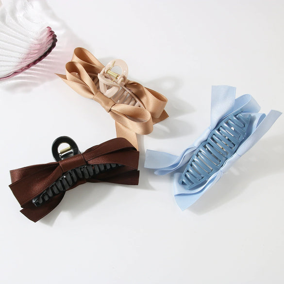 Women's Plastic Handmade Sweet Bow Hair Accessory Shark Clip