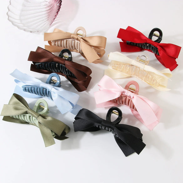 Women's Plastic Handmade Sweet Bow Hair Accessory Shark Clip