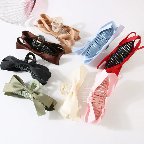 Women's Plastic Handmade Sweet Bow Hair Accessory Shark Clip
