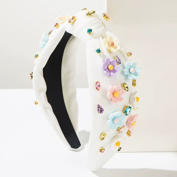 Women's Plastic Resin Diamond Flower Headband In Baroque Style Fashion Hair Accessories