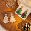 Women's Plastic Resin Geometric Flower Christmas Tree Earrings With Electroplating