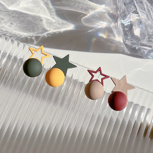Women's Plastic Resin Geometric Frosted Baking Varnish Allmatch Star Earrings