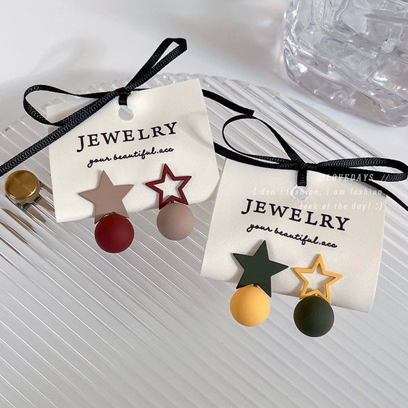 Women's Plastic Resin Geometric Frosted Baking Varnish Allmatch Star Earrings