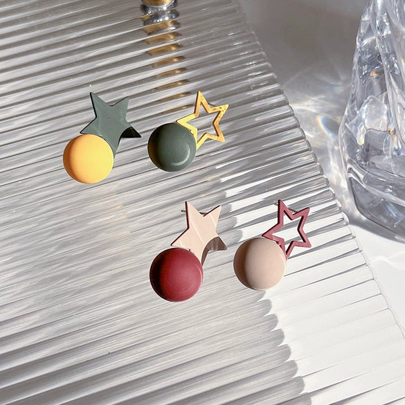 Women's Plastic Resin Geometric Frosted Baking Varnish Allmatch Star Earrings