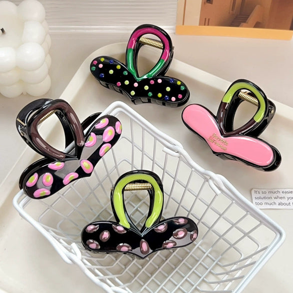 Women's Plastic Resin Grab Clip Hairpin With Geometric Style And Dripping Oil Design