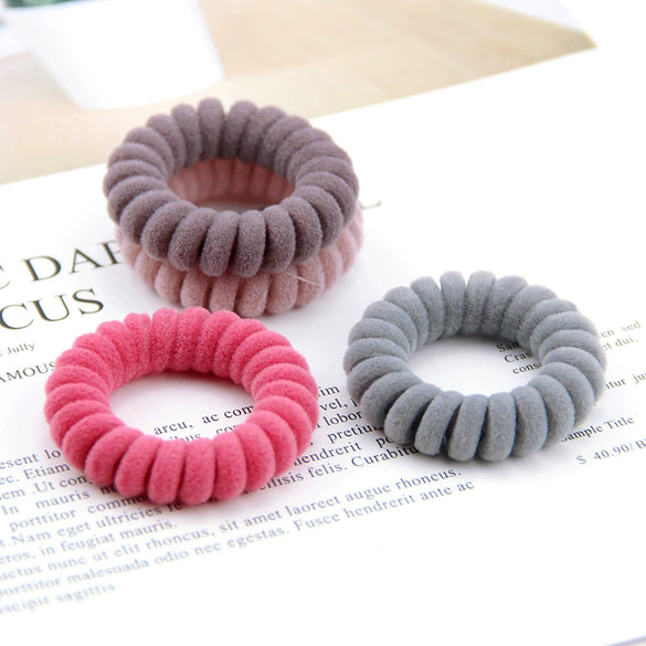 Women's Plastic Resin Hair Accessories Flocking Telephone Line Wave Hair Ring Hair Rope