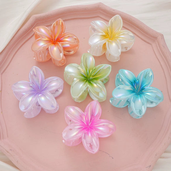 Women's Plastic Resin Hairpin Set With Flower Shape And Injection Molding Process Color Spray Painted