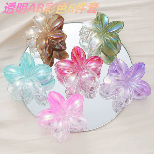 Women's Plastic Resin Hairpin Set With Flower Shape And Injection Molding Process Color Spray Painted