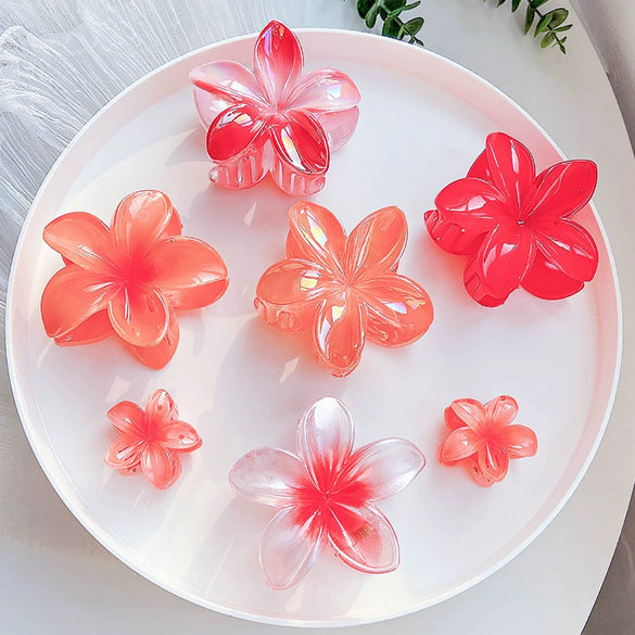 Women's Plastic Resin Hairpin Set With Flower Shape And Injection Molding Process Color Spray Painted