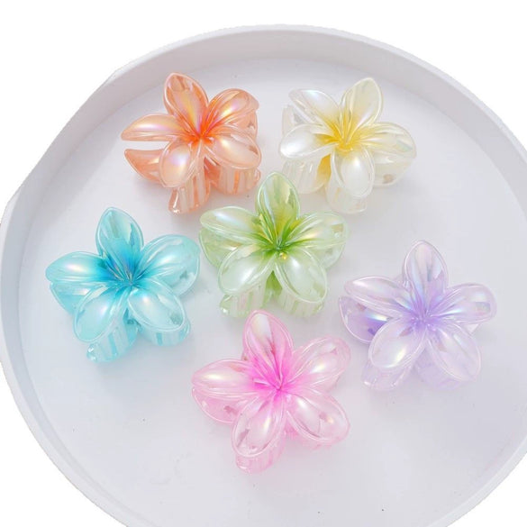 Women's Plastic Resin Hairpin Set With Flower Shape And Injection Molding Process Color Spray Painted