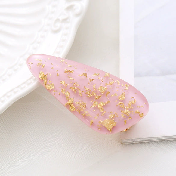 Women's Plastic Resin Handmade Duckbill Clip Hairpin With Marble Pattern Fashion Accessories