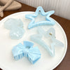 Women's Plastic Resin Handmade Fivepointed Star Hair Accessories Shark Clip In Iceclear Mint Blue And Cream Blue