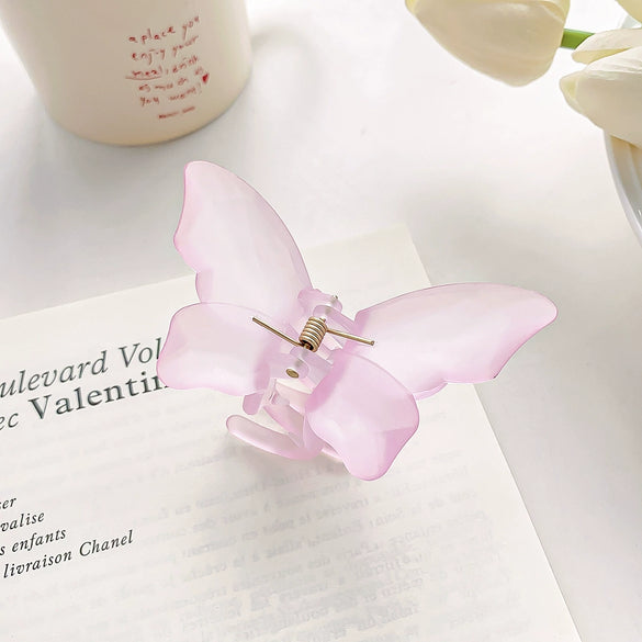 Women's Plastic Resin Handmade Frosted Butterfly Hair Grab Clip