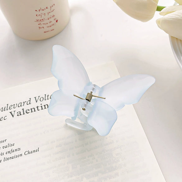 Women's Plastic Resin Handmade Frosted Butterfly Hair Grab Clip