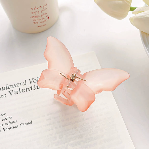 Women's Plastic Resin Handmade Frosted Butterfly Hair Grab Clip
