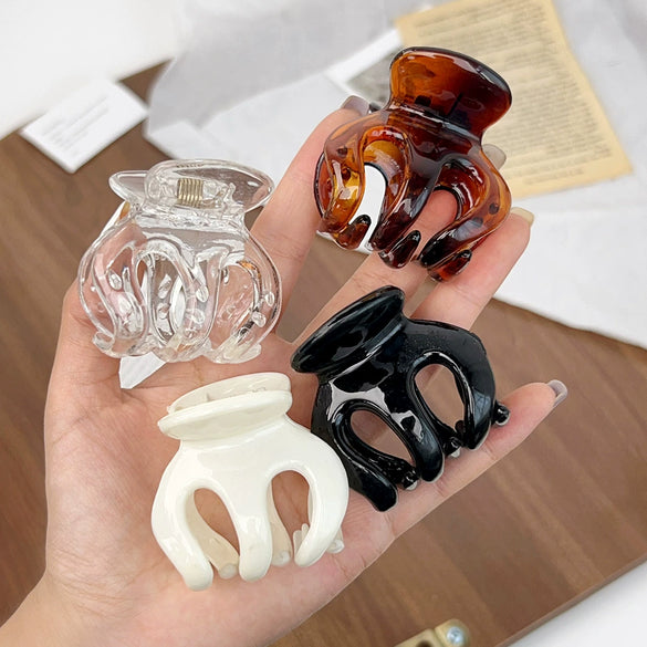 Women's Plastic Resin Handmade Geometric Semicircular Hollow Grab Hair Clip