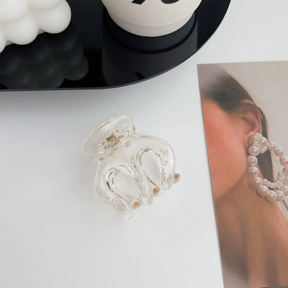 Women's Plastic Resin Handmade Geometric Semicircular Hollow Grab Hair Clip