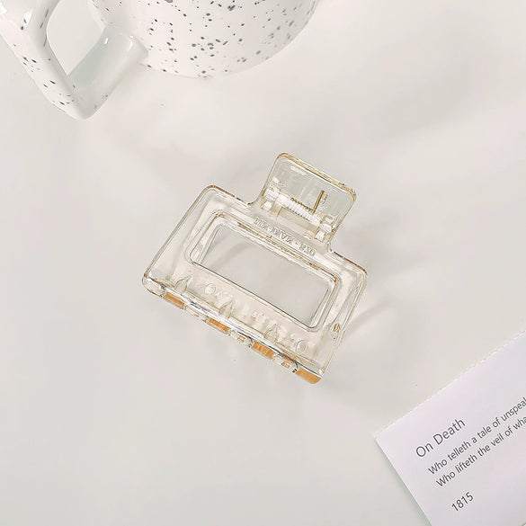 Women's Plastic Resin Handmade Geometric Semicircular Hollow Grab Hair Clip