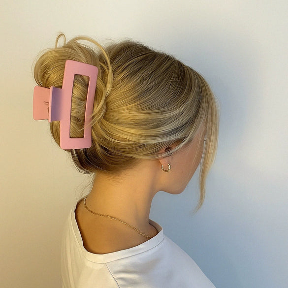 Women's Plastic Resin Handmade Simple Rectangular Frosted Hair Grab Clip