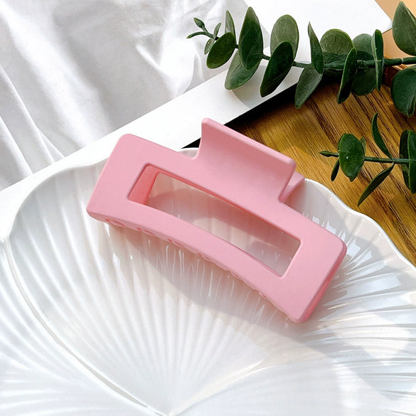 Women's Plastic Resin Handmade Simple Rectangular Frosted Hair Grab Clip