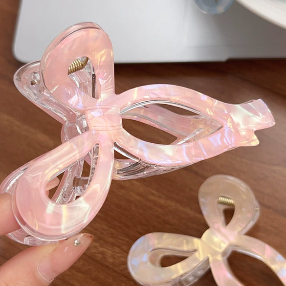 Women's Plastic Resin Handmade Small Fresh Geometric Winter Jelly Color Bow Grip Hair Clip