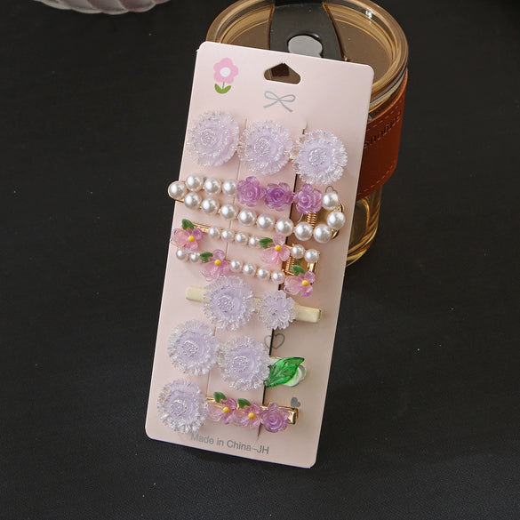 Women's Plastic Resin Handmade Sweet Flower Duckbill Clip Hair Accessory