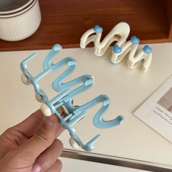 Women's Plastic Resin Love Wave Hair Shark Clip With Baking Paint Finish