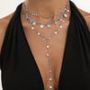 Women's Plated Iron Necklace With Alloy Hammered Round Pendant Geometric Yshaped Layered Sequin Chain Design