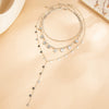Women's Plated Iron Necklace With Alloy Hammered Round Pendant Geometric Yshaped Layered Sequin Chain Design