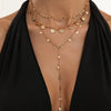 Women's Plated Iron Necklace With Alloy Hammered Round Pendant Geometric Yshaped Layered Sequin Chain Design