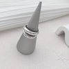 Women's Platinum Plated Sterling Silver Irregular Geometric Adjustable Ring With Crumpled Texture Simple Natural Style